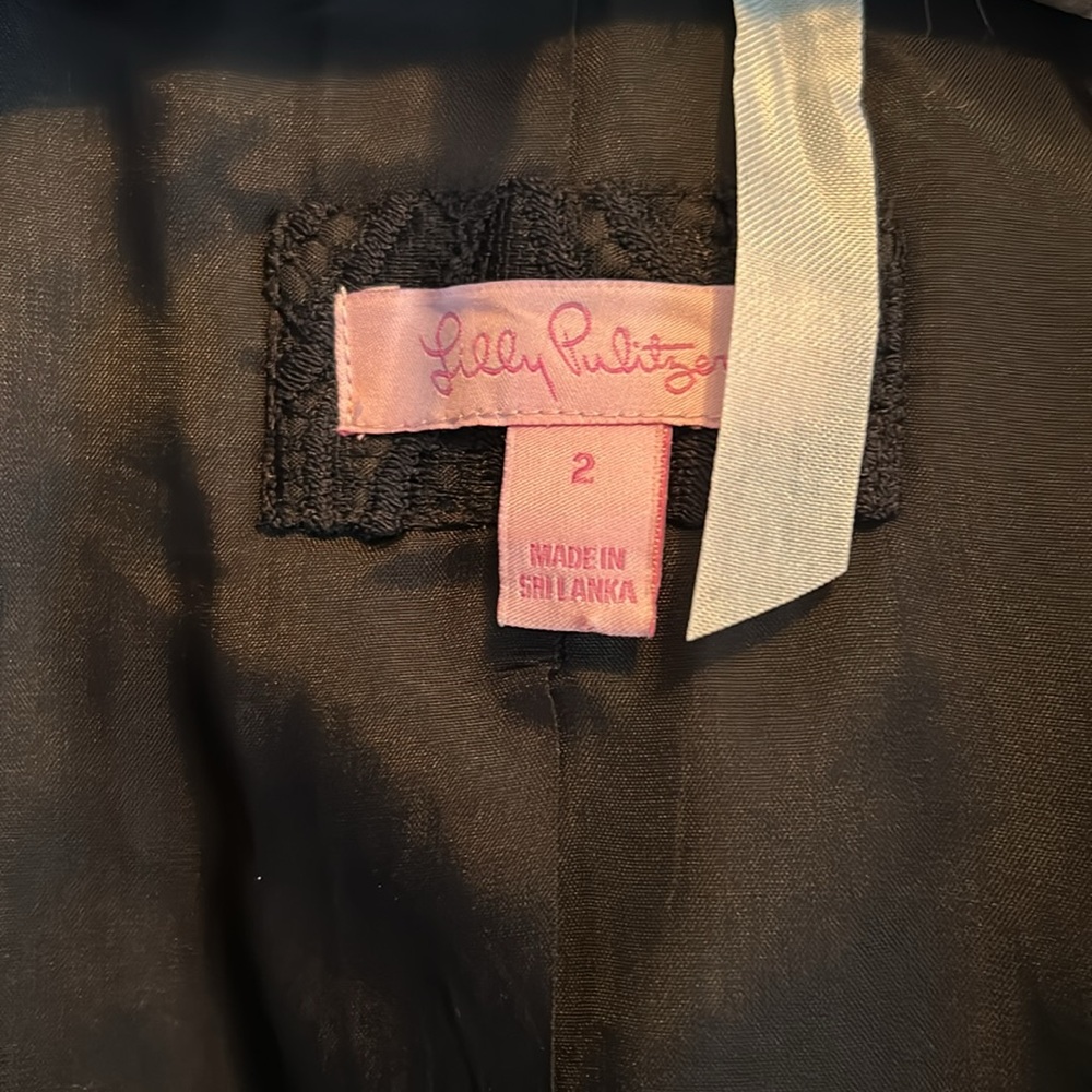 Lilly Pulitzer black feather Lace Blazer size 2 - Picture 5 of 6
